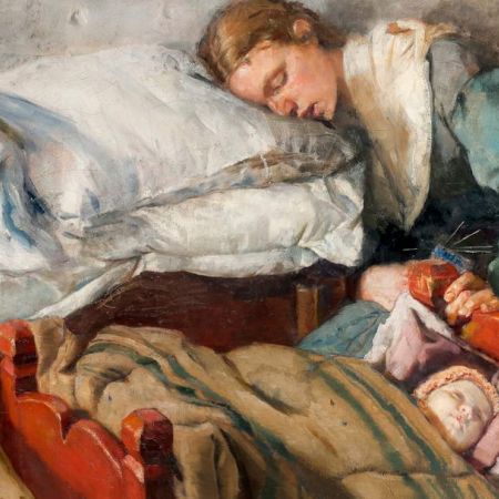 Спящая мать с ребёнком